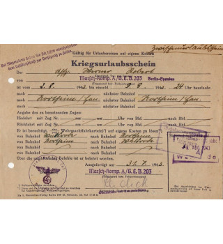 *Kriegsurlaubsschein*