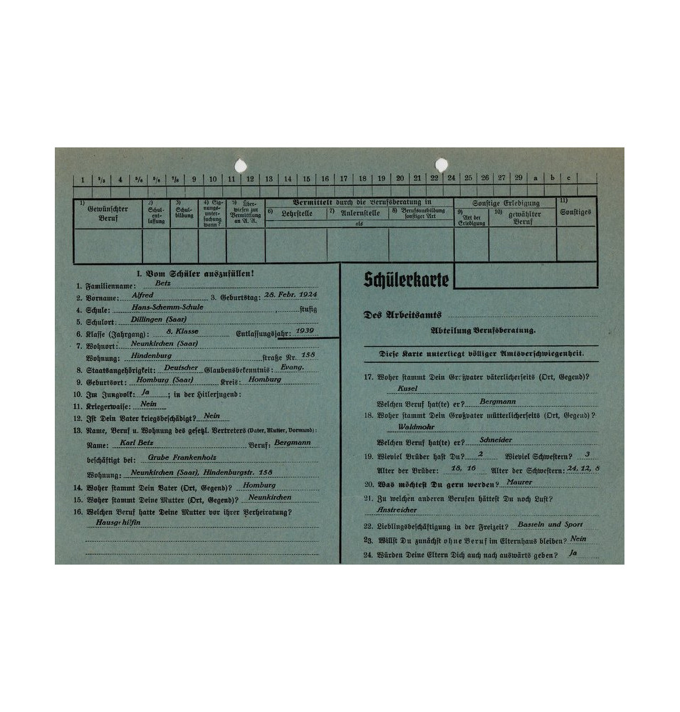 *Carte scolaire 1939*