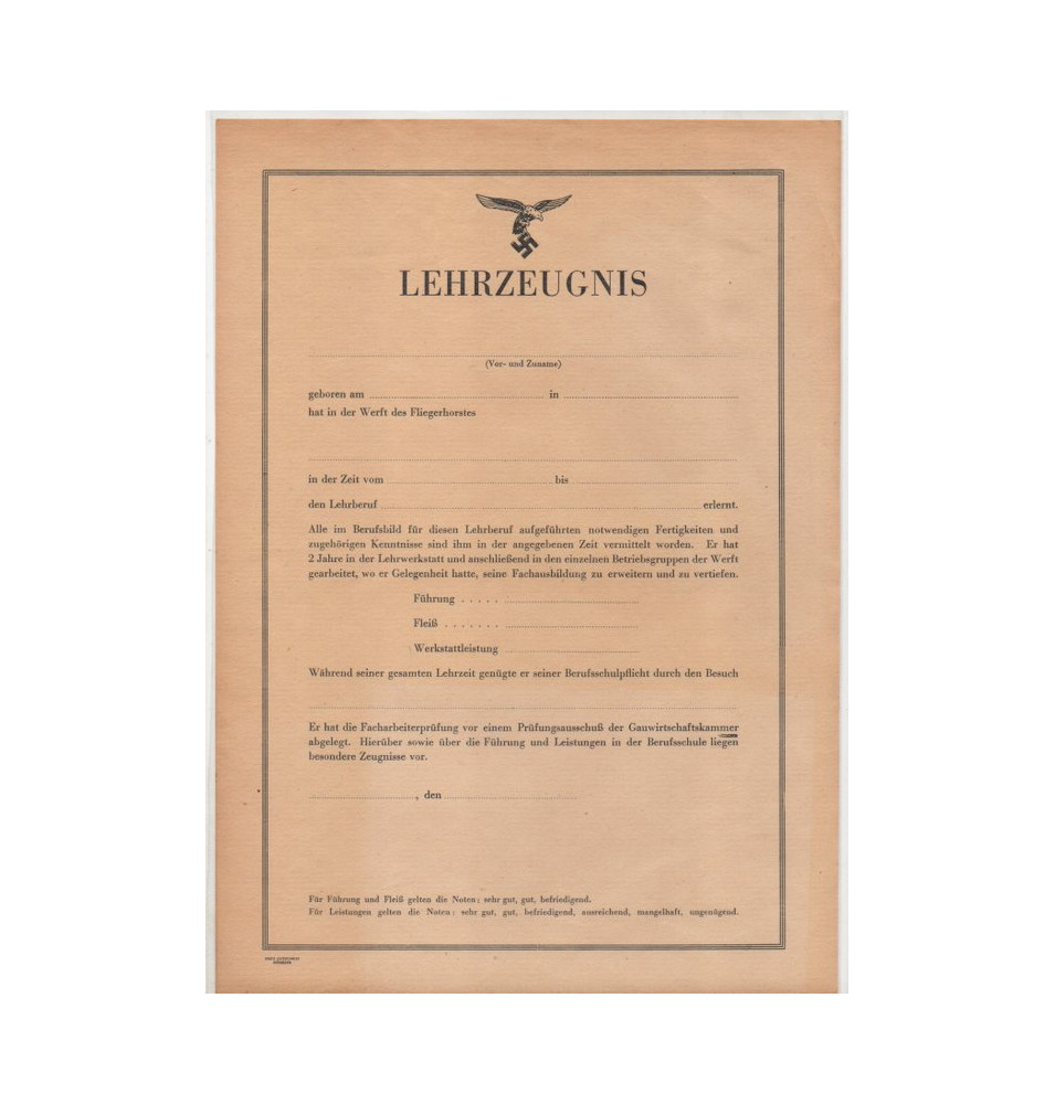 *Luftwaffe Lehrzeugnis *