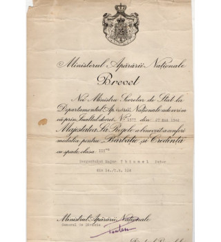 *Brevet - Médaille roumaine*