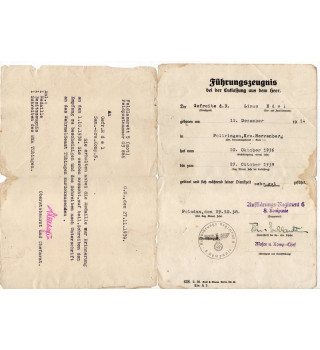 *Certificat de bonne conduite & médaille 1/10/38*