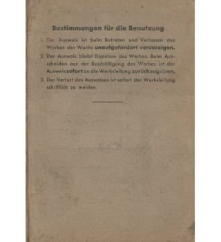 *Ausweis für Gefolgschaftsmitglieder*