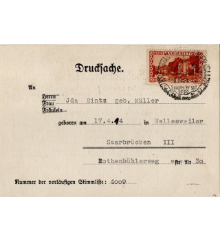 *Carte de votation sarroise*