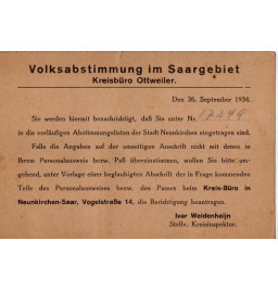 *Carte inscription liste électorale - Neunkirchen*