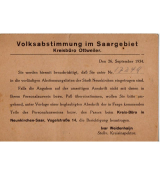 *Carte inscription liste électorale - Neunkirchen*