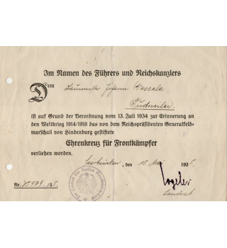 *Ehrenkreuz für Frontkämpfer*