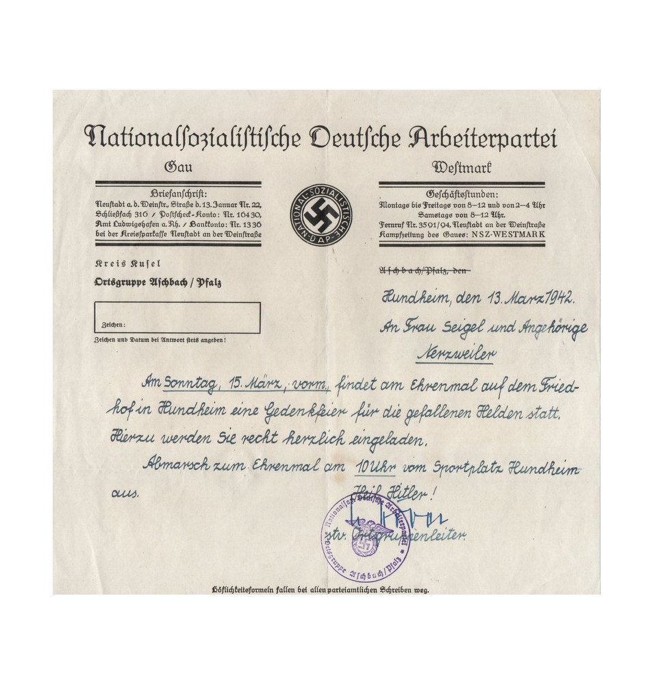 *NSDAP-Post für Einwohner*