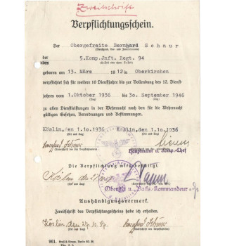 *Certificat d'engagement Wehrmacht*