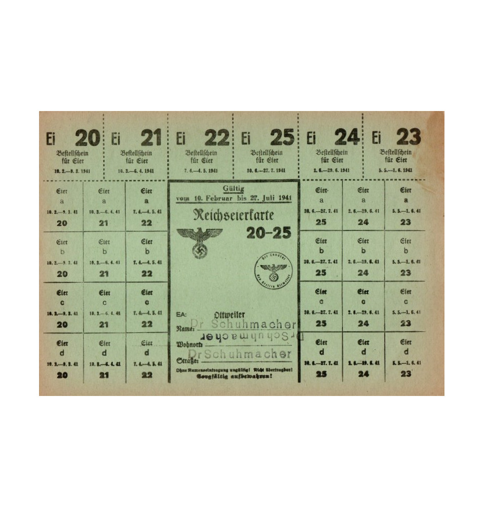 *Carte de rationnement - Oeufs*