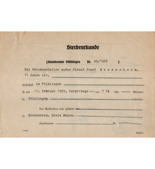 *Saarland Sterbeurkunde - Völklingen *