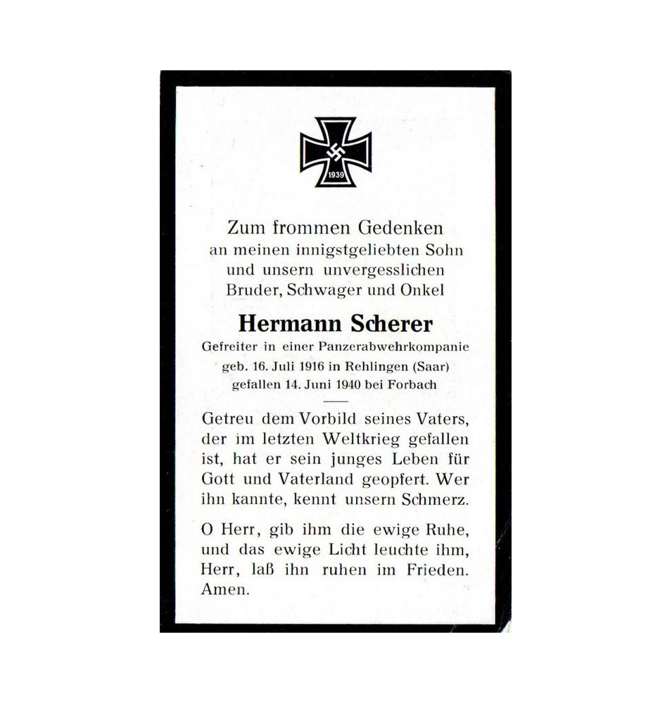 *Nachruf für einen deutschen Soldaten*