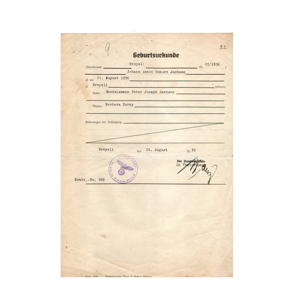 *Geburtsurkunde*