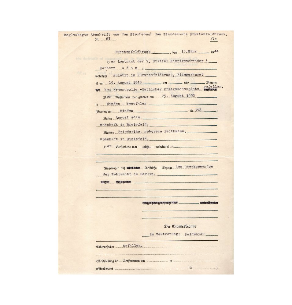 *Sterbeurkunde - LW *