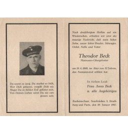 *Avis mortuaire - Kriegsmarine*