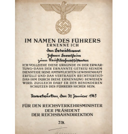 *Certificat - Reichsbahn*