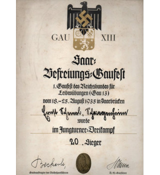 *Sporturkunde des Gaues Saar-Pfalz*