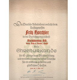 *Urkunde - deutsche Arbeitsfront*