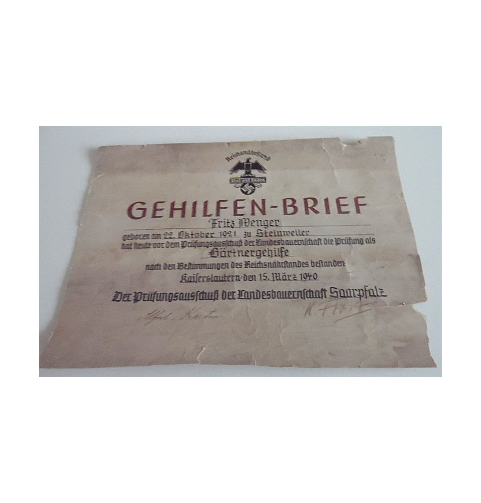 *Certificat d'assistant*