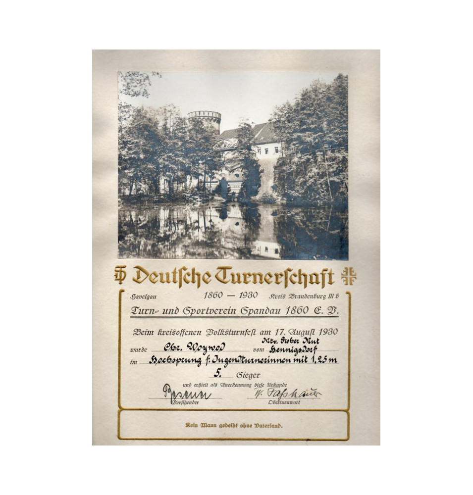 *Ehrenurkunde - 1930*