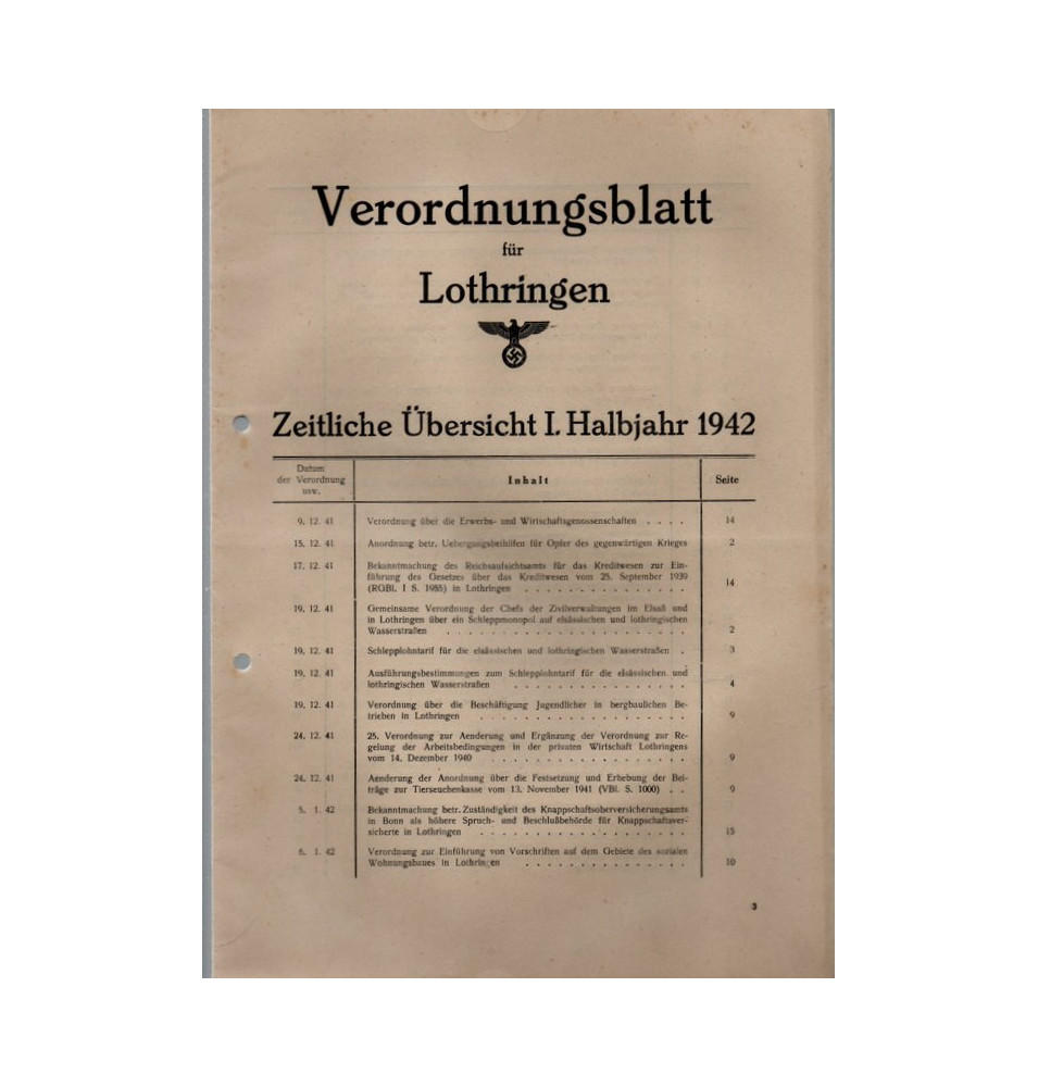 *Verordnugsblatt für Lothringen *