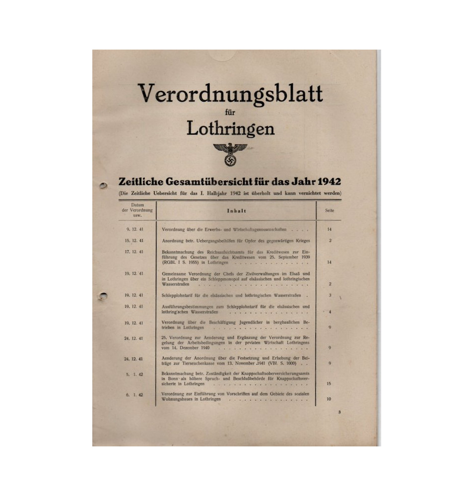 *Verordnungsblatt für Lothringen - 1942*