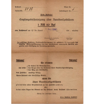 *Empfangsbescheinigung über Rundfunkgebühren*