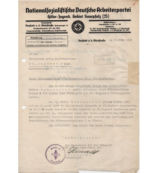 *Schreiben - NSDAP / Hitler Jugend*
