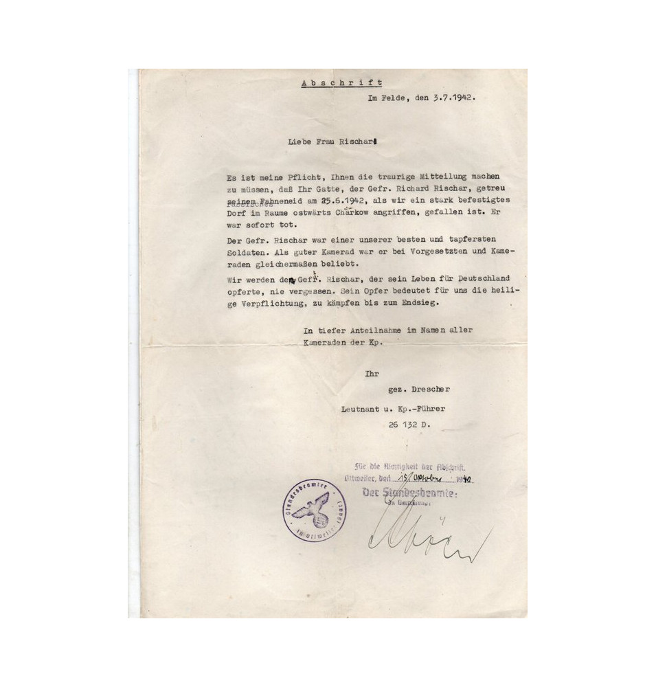 *Courrier  - Avis mortuaire*