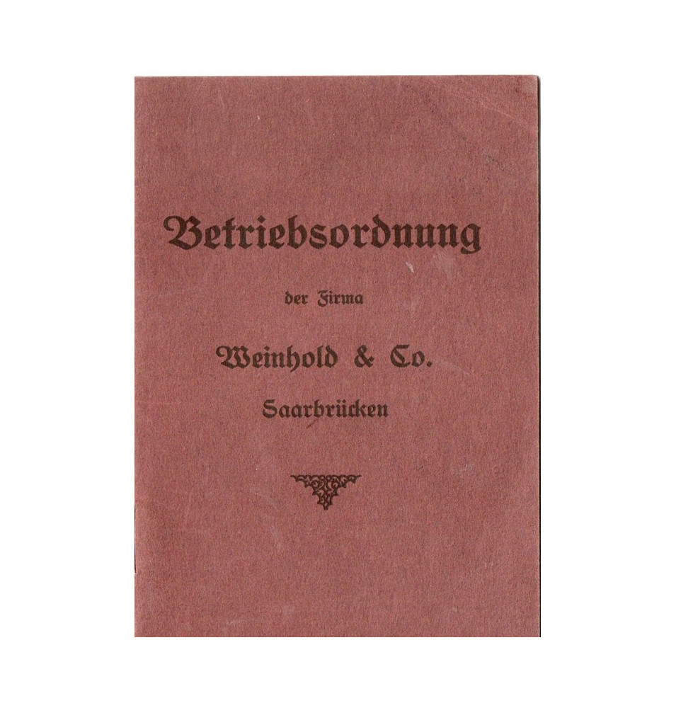 *Betriebsordnung - Saarland 1938*