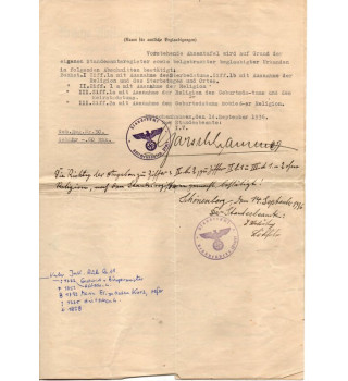 *Certificat ascendance aryenne *