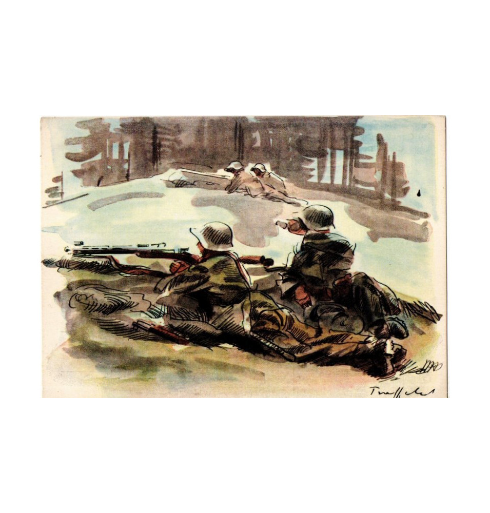 Postkarte mit Schweizer Soldaten *