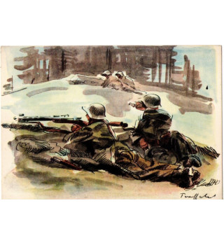 Postkarte mit Schweizer Soldaten *