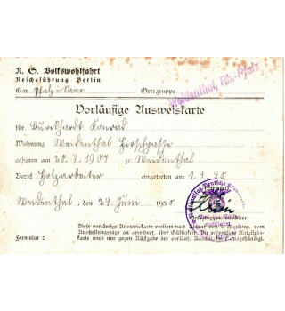 *Ausweis provisoire - NSV*