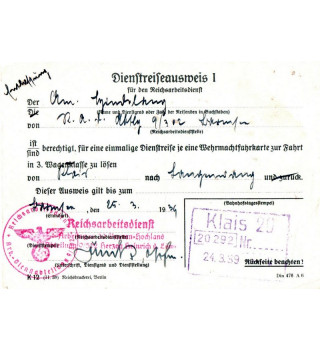 *Dienstreise Ausweis für den Reichsarbeitsdienst*