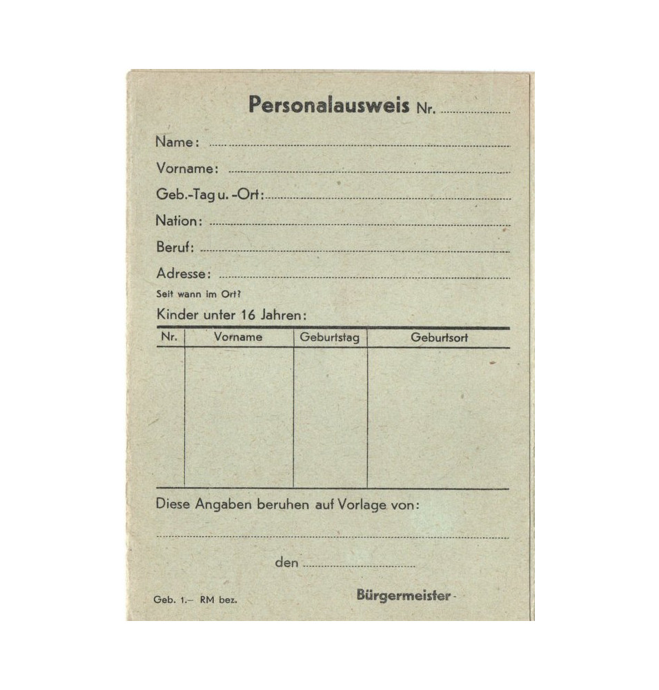 *Carte d'identité vierge*