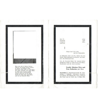 * Todesanzeige für einen deutschen Soldaten*