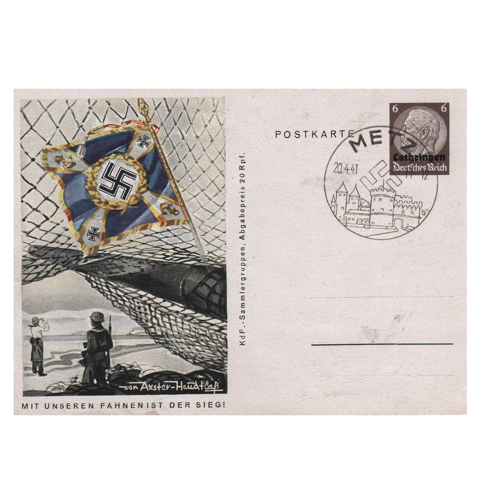 Postkarte . Mit Unsere Fahnen ist Der Sieg . Kriegsmarine