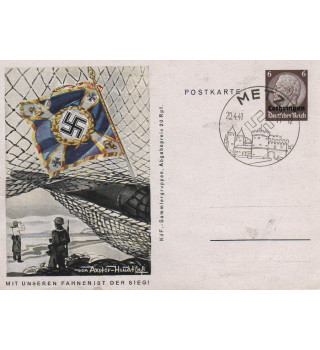 Postkarte . Mit Unsere Fahnen ist Der Sieg . Kriegsmarine