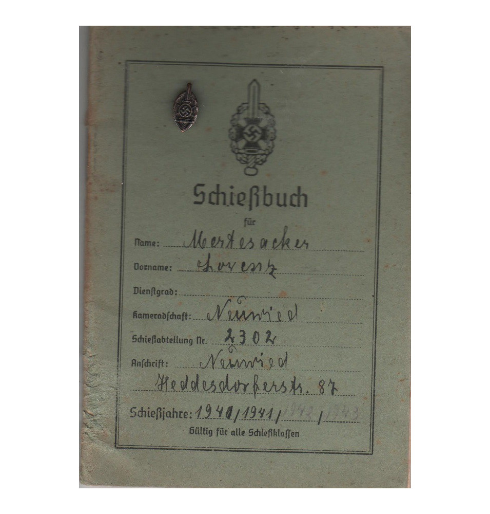 *Schießbuch mit silber Abzeichen NSKOV*